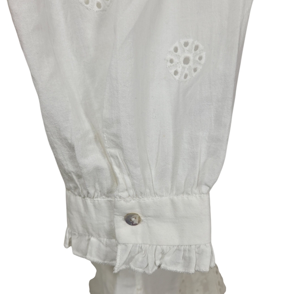 Zara White Boho Crochet Lace Embroidered Button-Up Victorian Blouse Size XXL - Picture 5 of 9